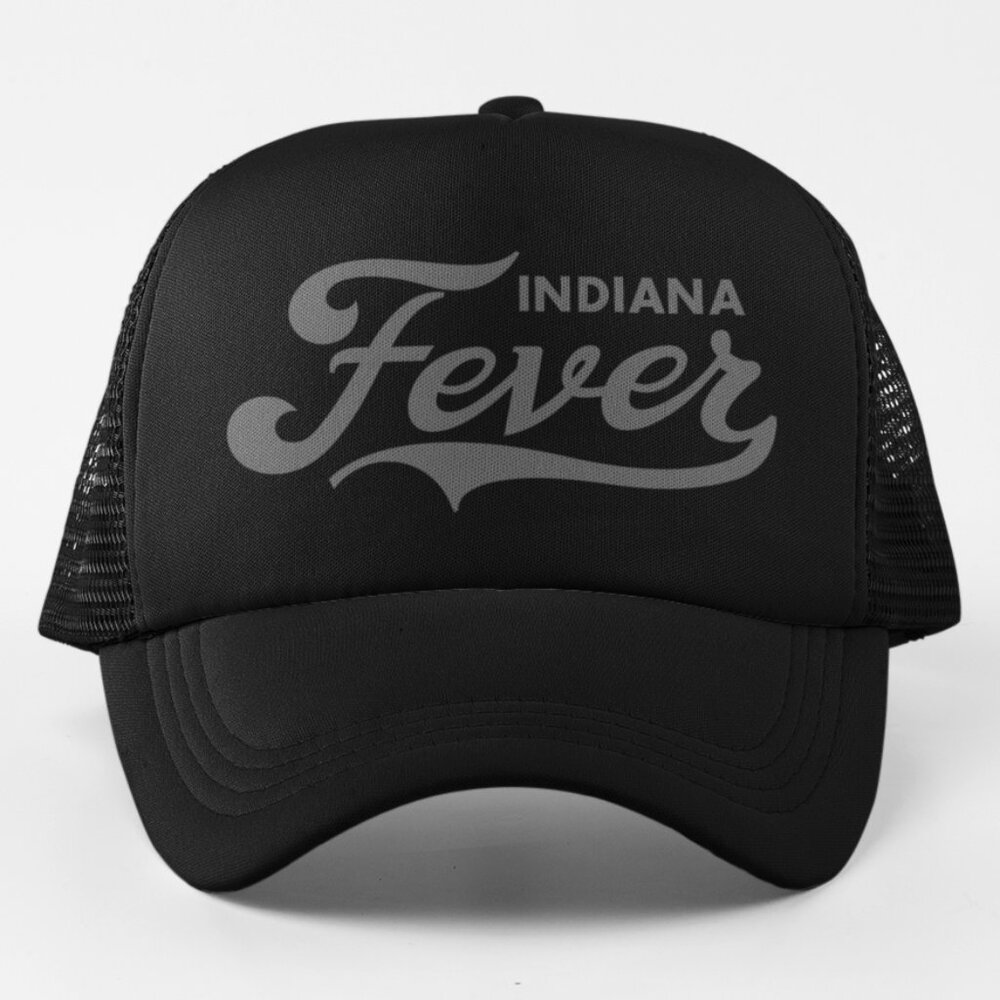 NEW Indiana Fever Script Tonal Foam Trucker Mesh Snapback Hat BLACKOUT